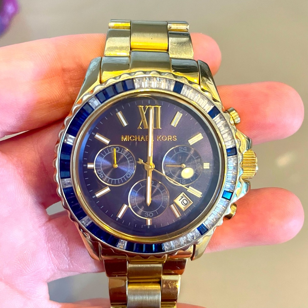 Authentic Michael Kors Everest Pavé Gold-Tone Watch